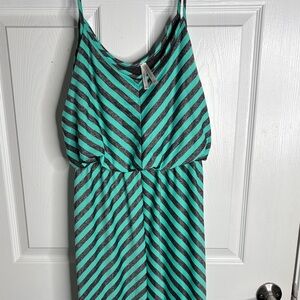 Green and Black Striped Dress